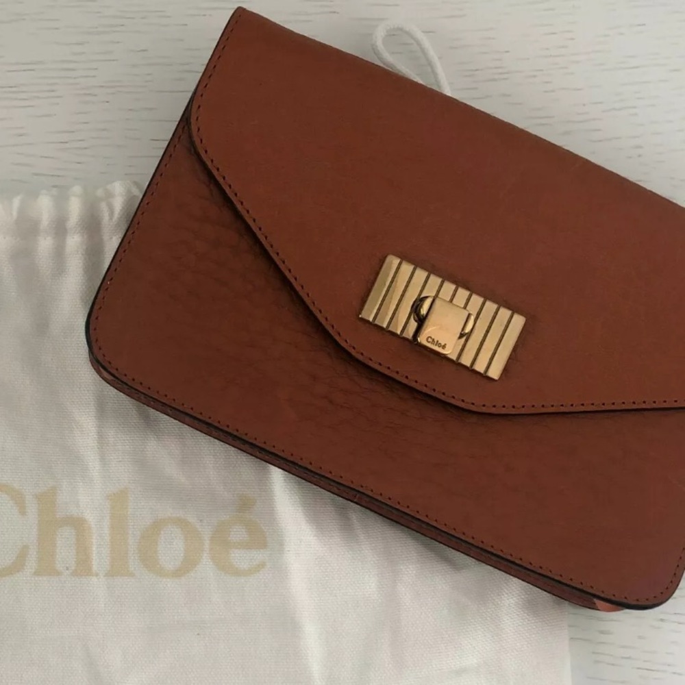 CHLOE CLUTCH, BRAND NEW, GORGEOUS MATTE CARAMEL